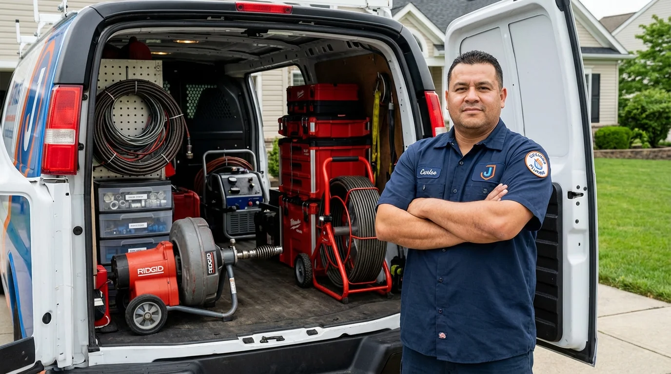 Professional drain cleaning equipment and Johns Plumbing LLC plumber in Remsen