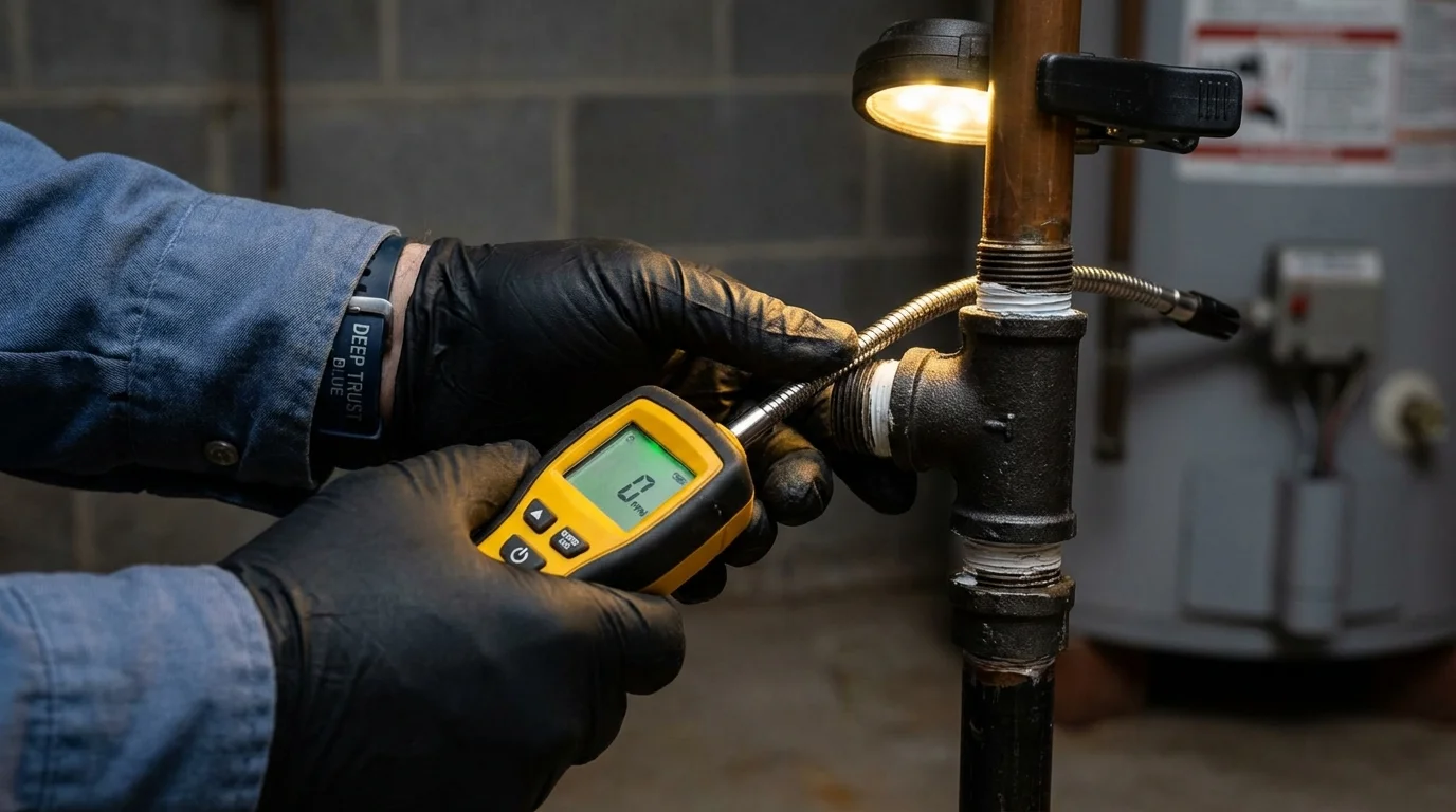 Gas leak detection with electronic sniffer by Johns Plumbing LLC in Remsen